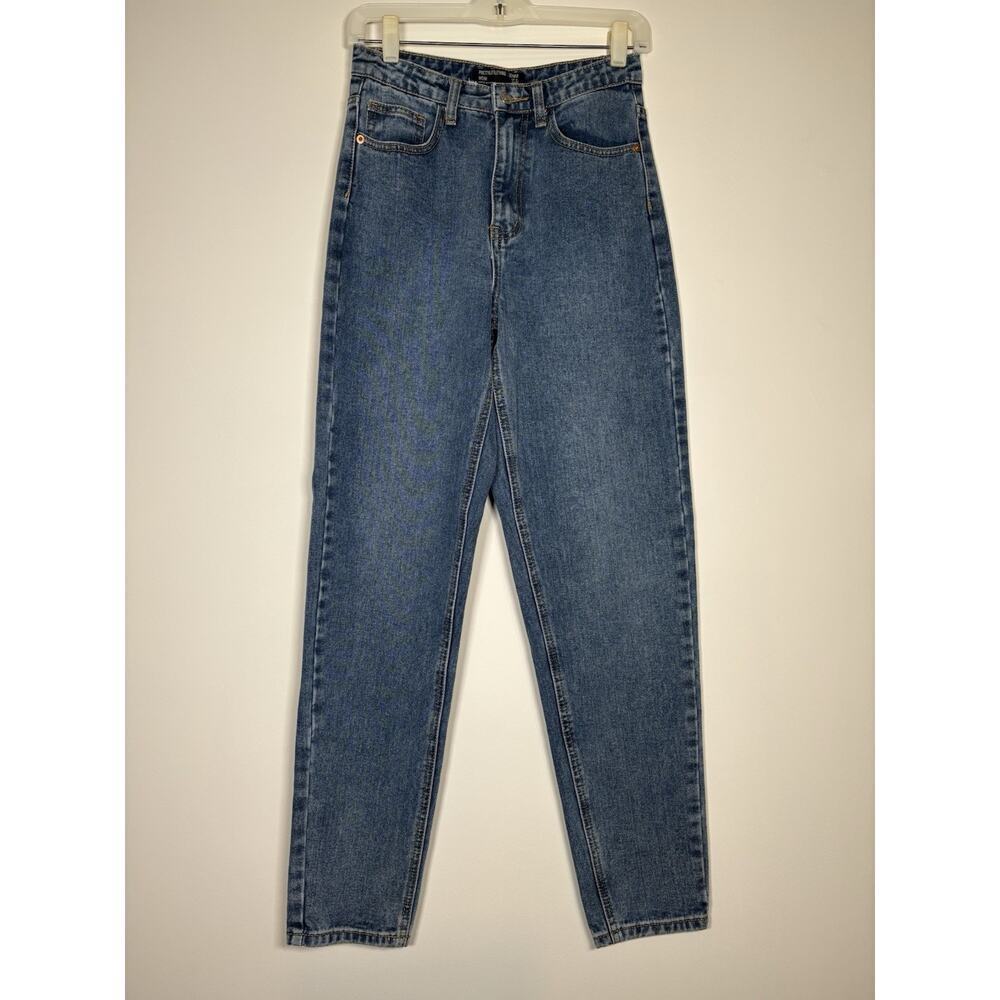 PRETTY LITTLE THING Denim Mom Jeans Medium Dark Wash Retro 90s Y2K Preppy Size 2
